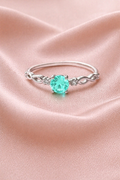 Anel Infinito Prata 925 Cravejado em Zircônia Tom Aquamarine