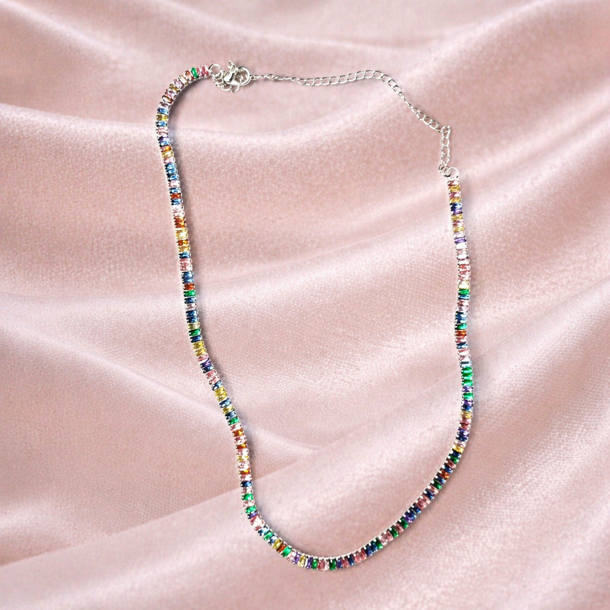 Colar Riviera Colorido em Prata 925 com Zircônias Multicoloridas