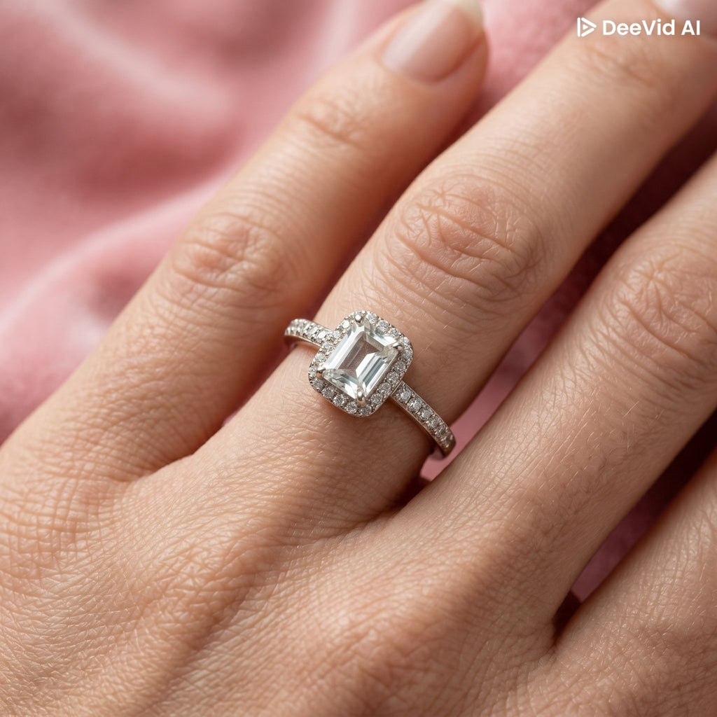 Anel Solitário Quadrado com Zircônia em Prata 925