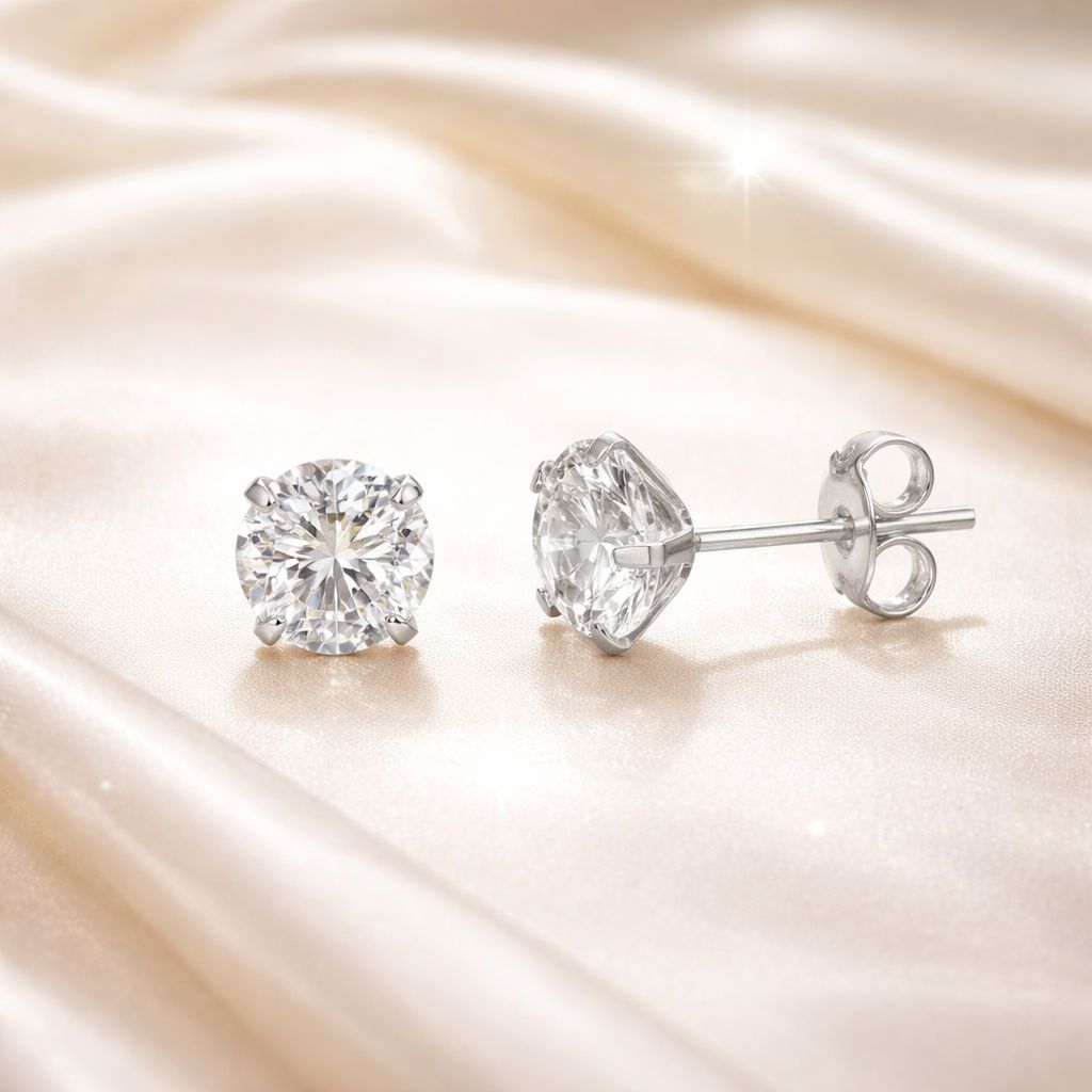 Brinco em Prata 925 Ponto de Luz com Zircônia Incolor 3mm