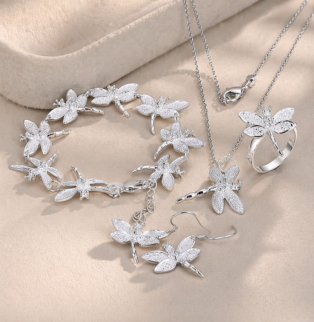 Conjunto Libélula Cravejada Completo – Prata 925