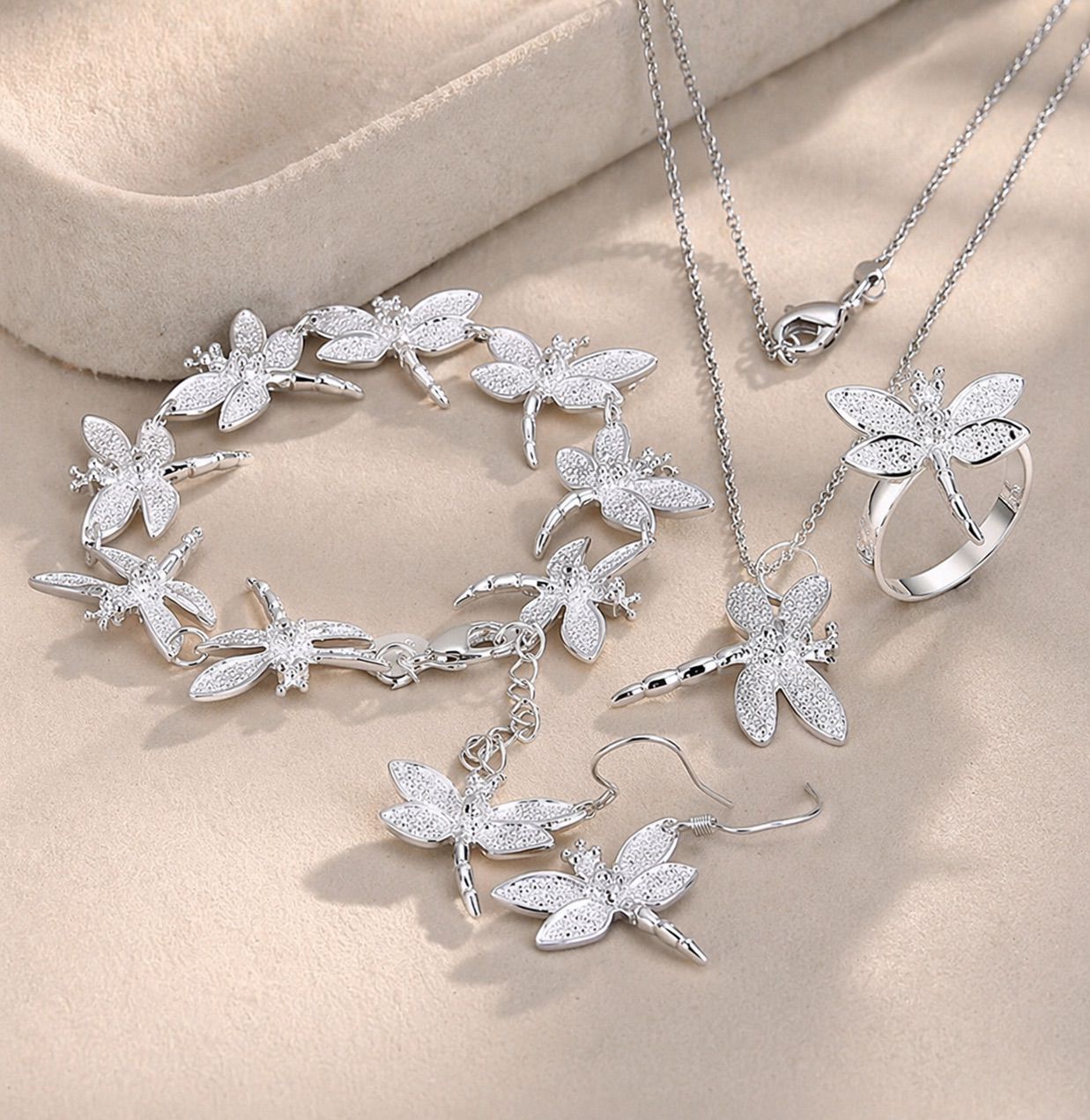 Conjunto Libélula Cravejada Completo – Prata 925