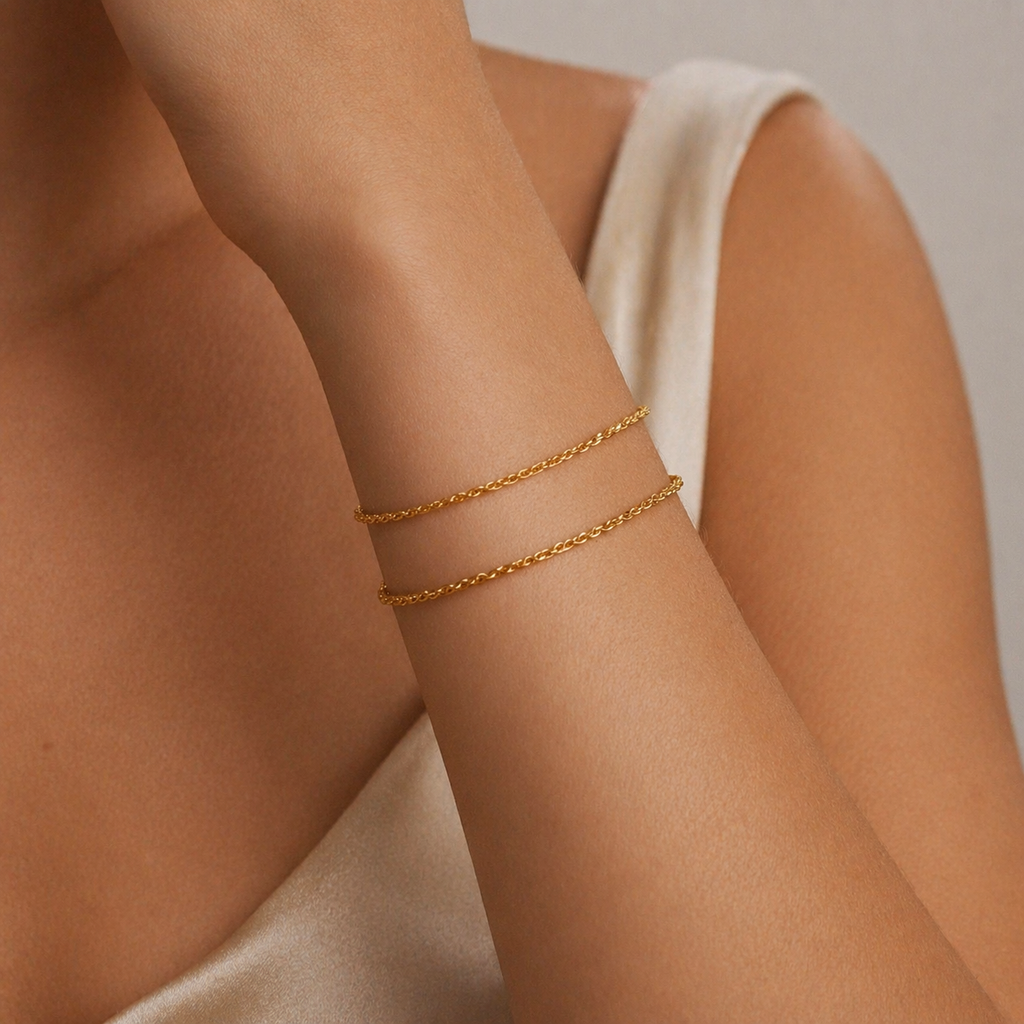 Conjunto de Pulseiras Textura Torcida Banhadas a Ouro 18k