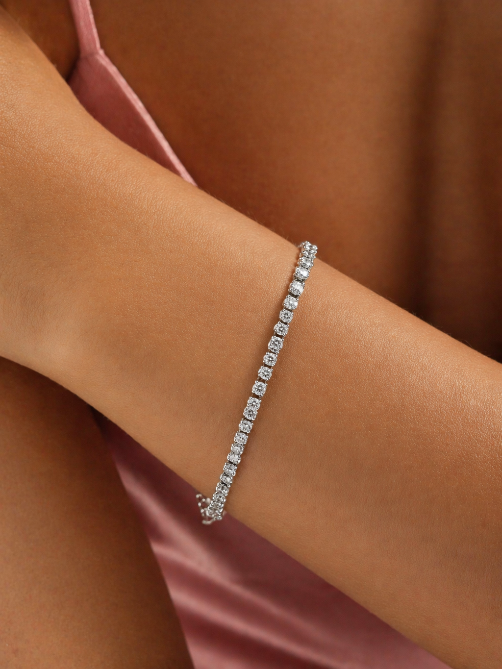 Pulseira Riviera Banhado em Prata 925 com Zircônias 4mm