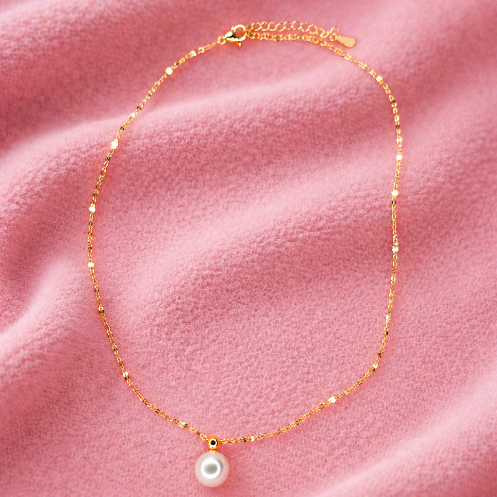 Colar com Pérola Banhado a Ouro 18k – Elo chapeado