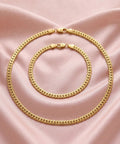Conjunto Premium Malha Lacraia: Colar 45cm + Pulseira 20cm – Banho Ouro 18k 50 Milésimos