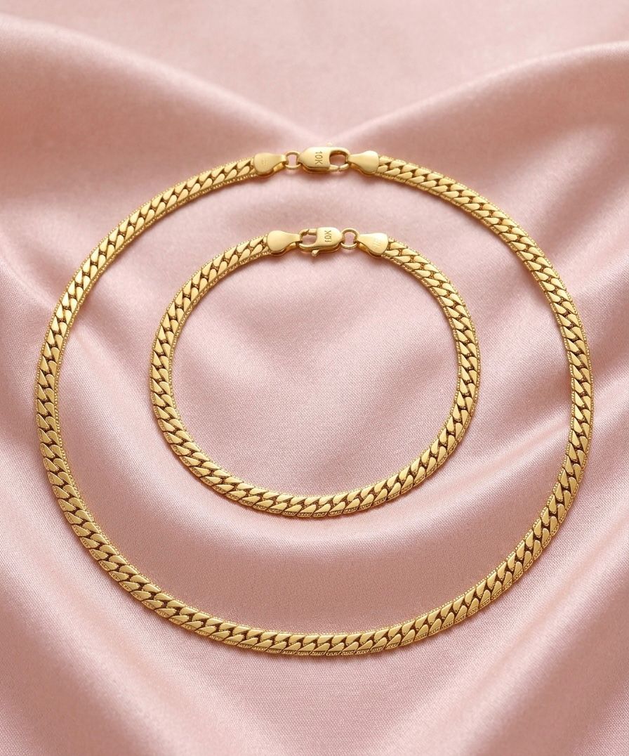 Conjunto Premium Malha Lacraia: Colar 45cm + Pulseira 20cm – Banho Ouro 18k 50 Milésimos