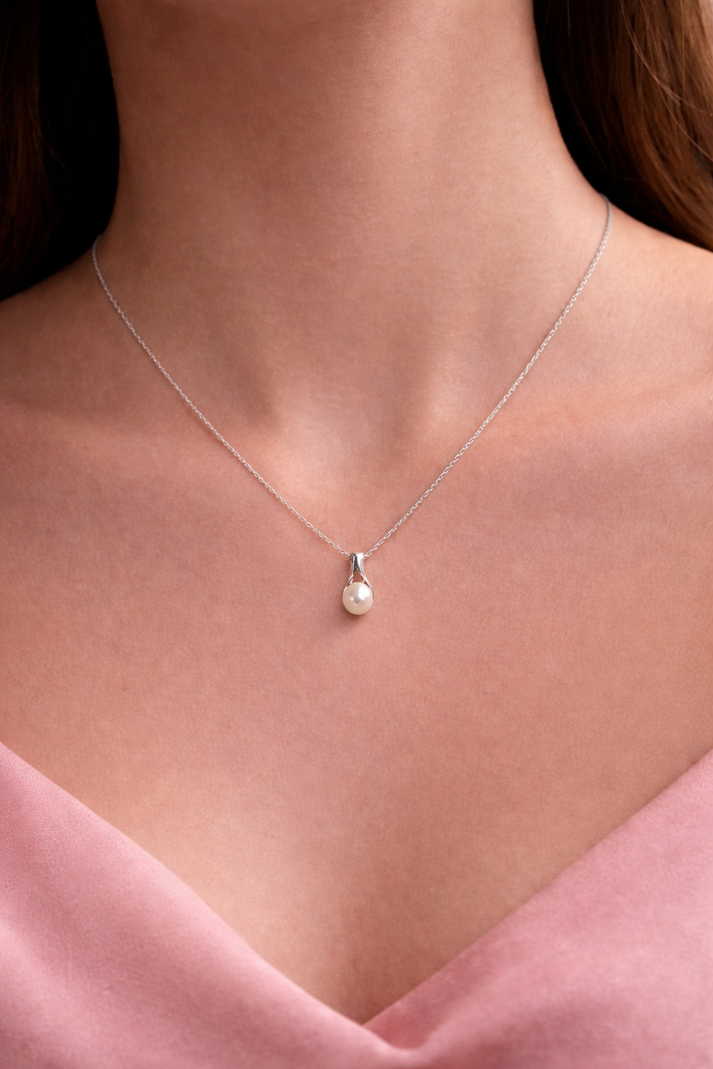 Colar de Pérola em Prata 925 com Corrente Elo Veneziano