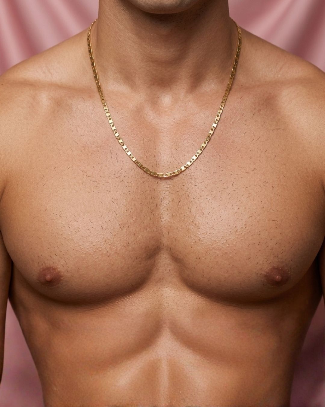 Colar Elo Piastrine Unissex em Prata Mista 925 com Banho de Ouro 18K