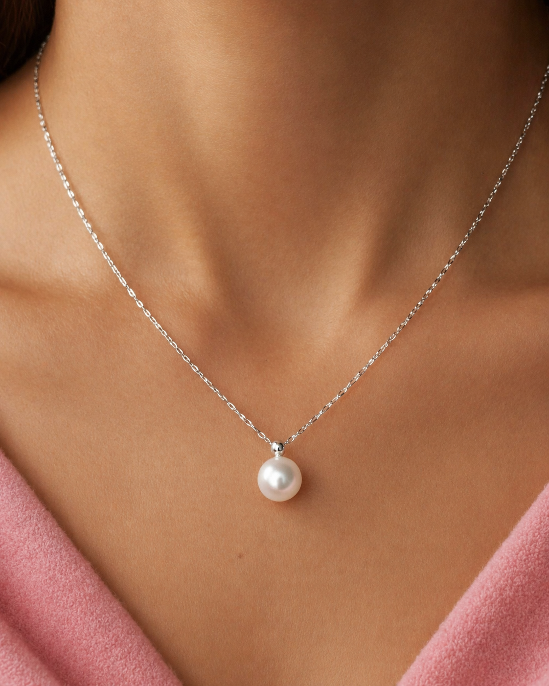 Colar de Prata elo chapado 925 com Pingente de Pérola