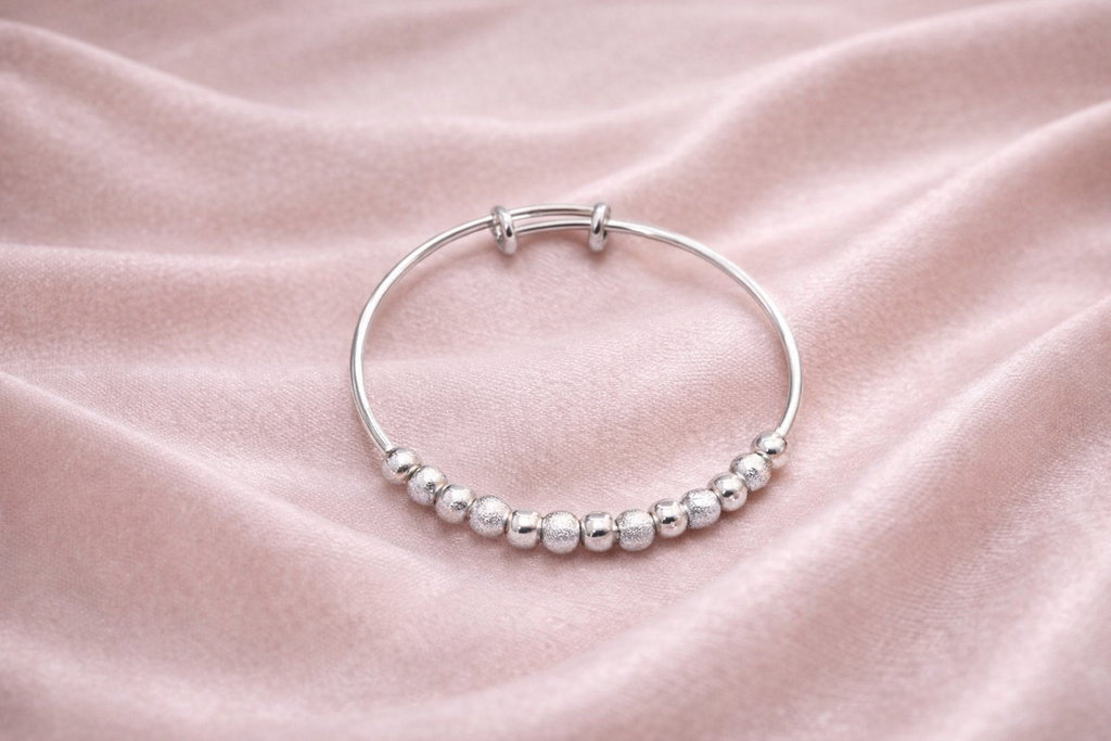 Bracelete de Prata 925 com Esferas Texturizadas e Polidas