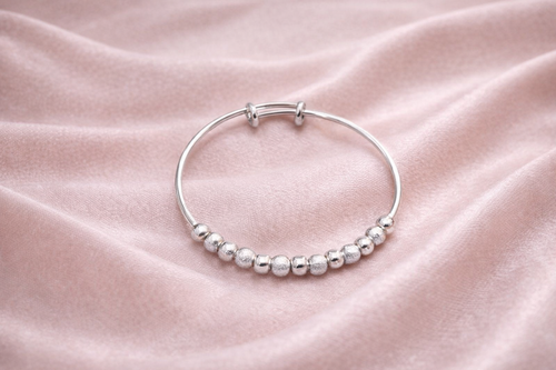 Bracelete de Prata 925 com Esferas Texturizadas e Polidas