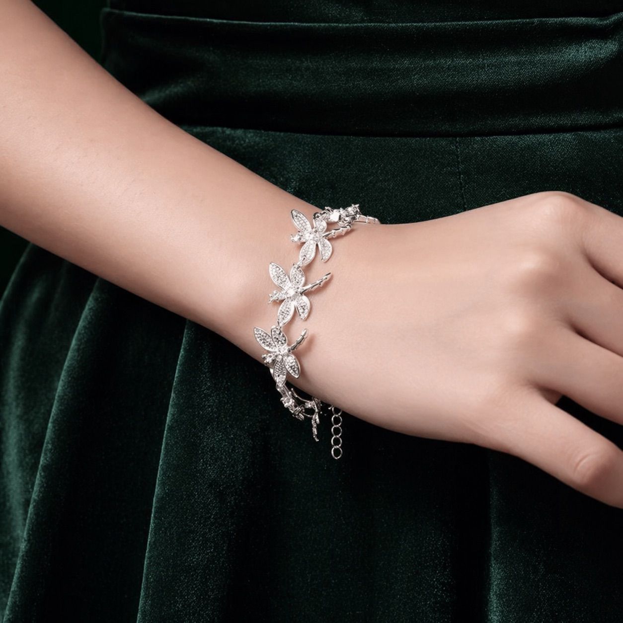 Conjunto Libélula Cravejada Completo – Prata 925