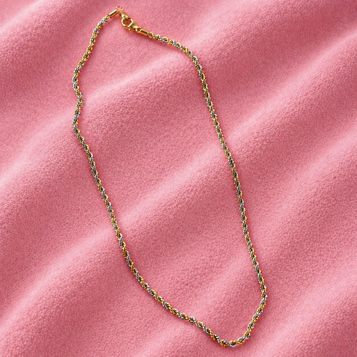 Cordão Bicolor Corrente Singapura em Prata 925 com Ouro 18k