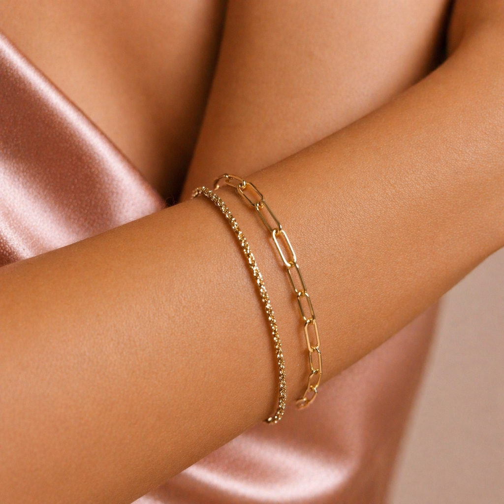 Conjunto de Braceletes Banhados a Ouro 18k