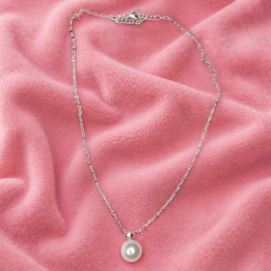 Colar de Prata elo chapado 925 com Pingente de Pérola