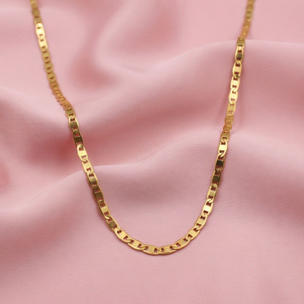 Colar Elo Piastrine Unissex em Prata Mista 925 com Banho de Ouro 18K