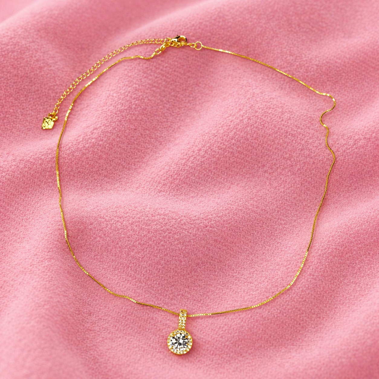 Colar Ponto de Luz com Zircônia Banhado a Ouro 18k Elo Veneziana