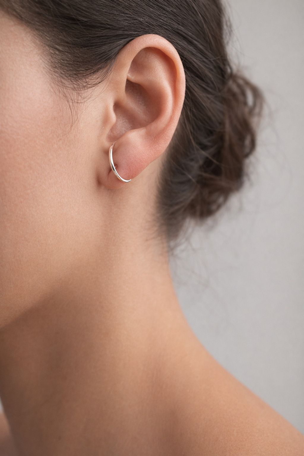 Brinco Meia Lua Ear Cuff em Prata 925 para Primeiro ou Segundo Furo
