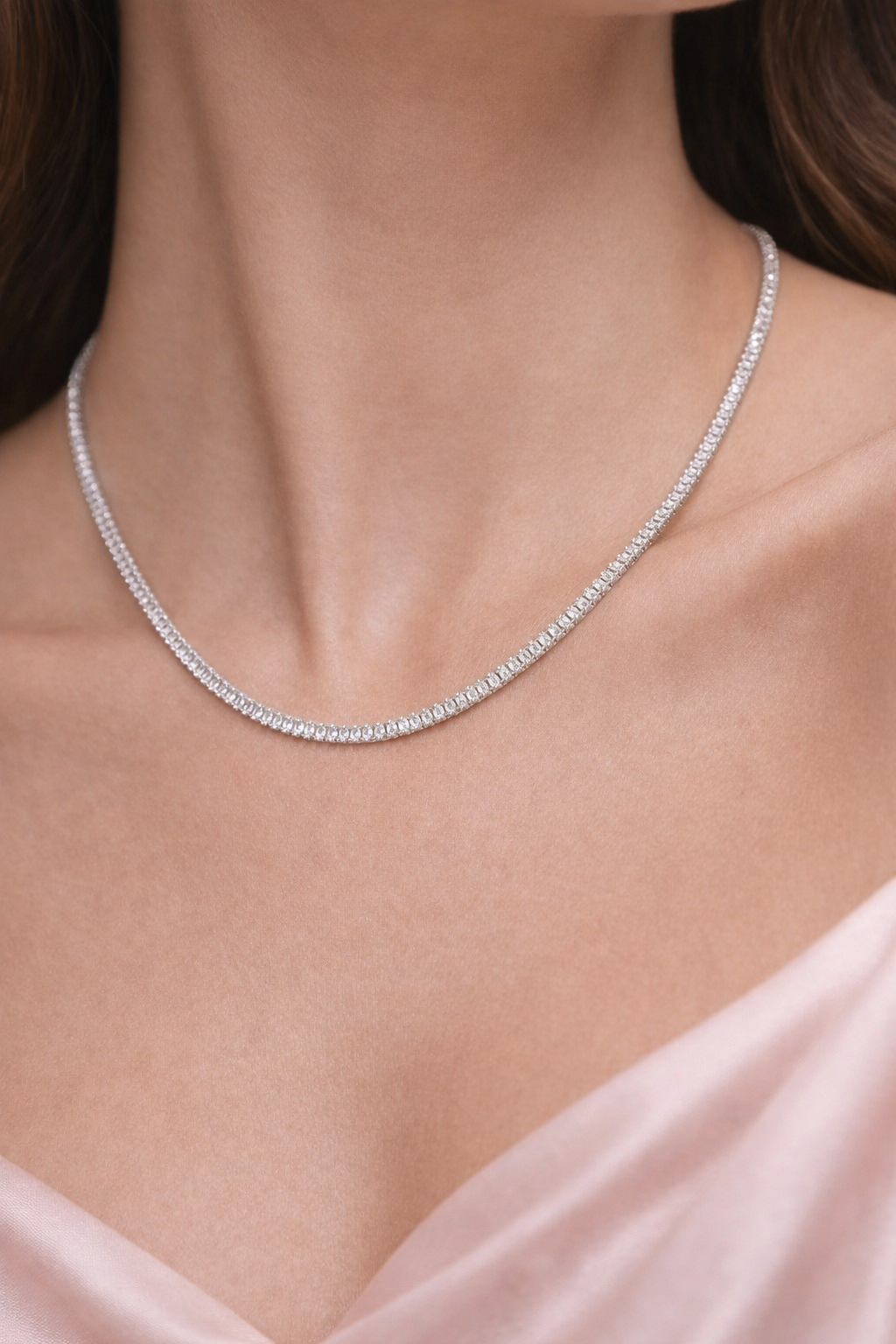 Colar Riviera Banhado a Prata 925 com Zircônias Incolores – Fecho Lagosta