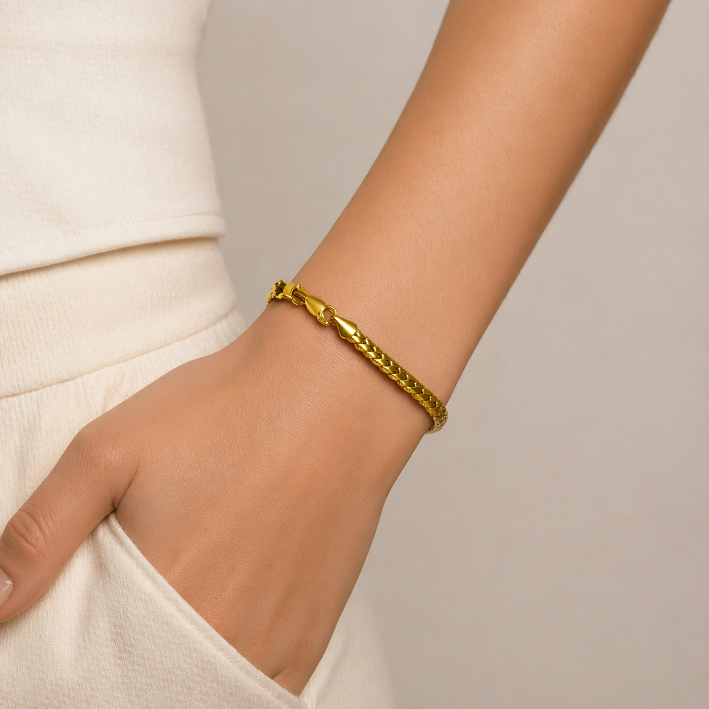 Pulseira Elo Grumet Duplo Banhada a Ouro 18k