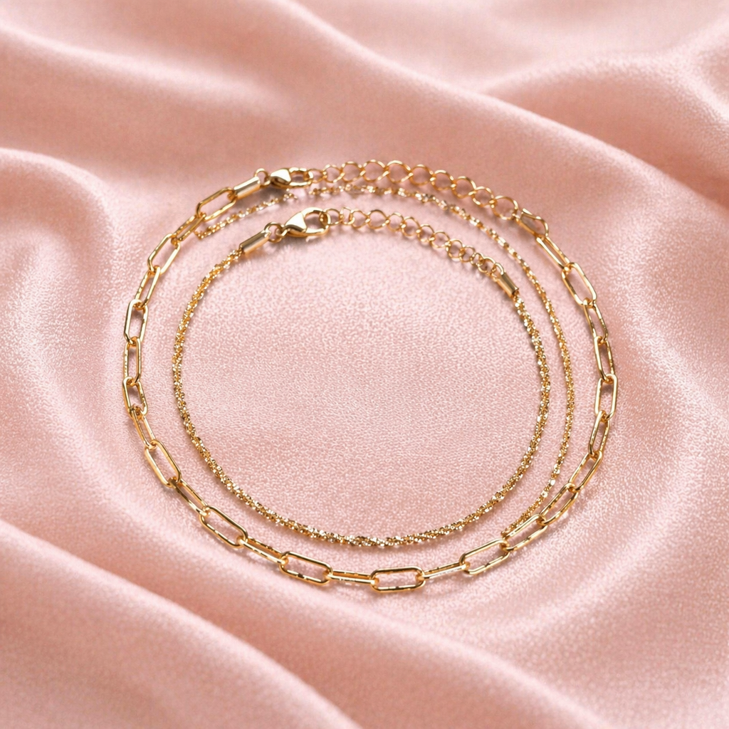 Conjunto de Braceletes Banhados a Ouro 18k